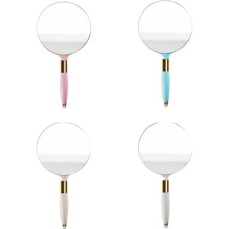 Miroir de Poche - Ronde - 10 cm - Poignée Ergonomique - Pour Maquillage Salle de Bain Voyage Salon - 1 Pièce (1/5)