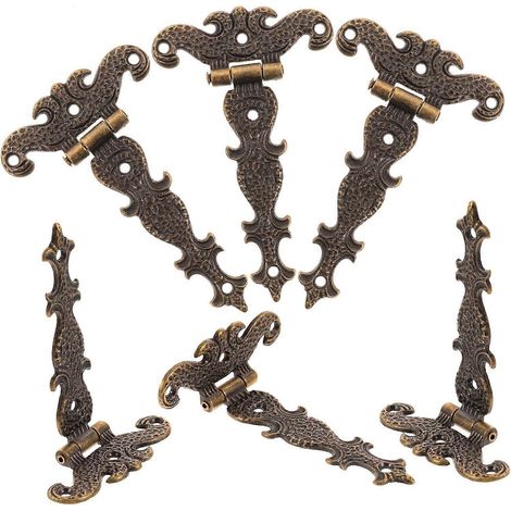 Lot de 6 charnières métalliques rétro pour boîtes en bois, petit artisanat, alliage de zinc avec (1/5)