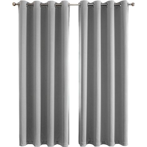 2 Pièces Rideaux Occultants 140x240cm à Oeillets Rideau Fenêtre Salon Rideaux Chambre Adulte Gris