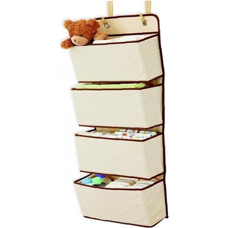 Bolsa para ropa de 4 capas – tela no tejida – beige – ropa – armario colgante – almacenamiento