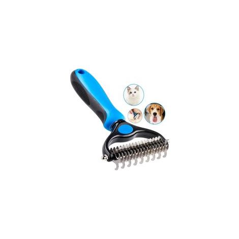 Brosse et peigne pour chien et chat – Râteau de toilettage double face 9/17 dents – Enlève sous-poil et nœuds – Poignée antidérapante (1/5)