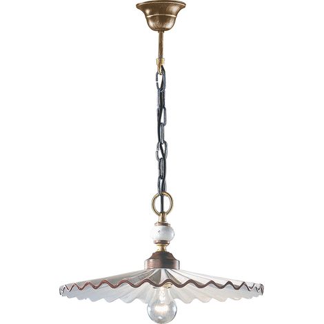 Lampadario Classico L'Aquila Metallo E Ceramica Nero Sfumato Rame 1 Luce E27 (1/5)