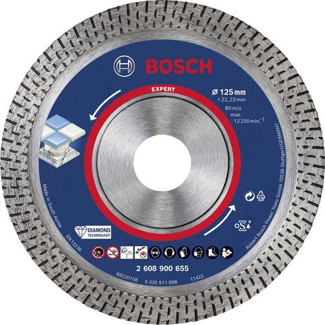 Bosch – Disque à tronçonner pour meuleuse 125mm – Pour céramique et marbre – Alésage 22.23mm – Largeur de coupe 1.4mm – Hauteur de segment 10mm – 2608900655