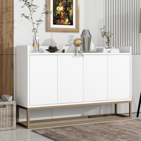 Sideboard weiß mit 4 Türen und Metallbeinen, 120 cm, Esszimmer & Wohnzimmer (1/5)