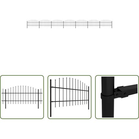 vidaXL Gartenzaun mit Speerspitze - Gartenzaun mit Speerspitze Stahl 1248 x 100 cm Schwarz (1/5)