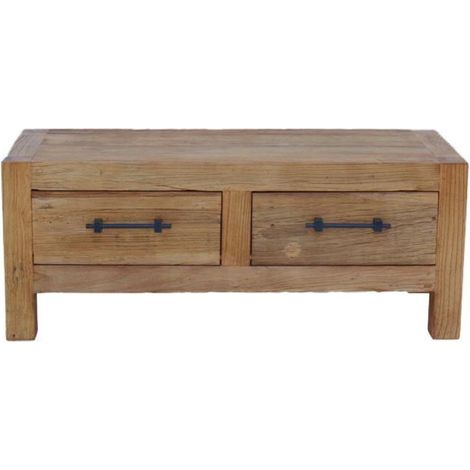 Meuble tv 2 tiroirs abattant - Bois - Marron - Interior's