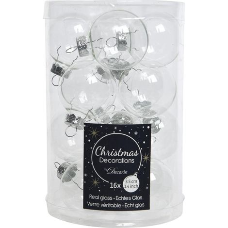 Christbaum-Mini-Kugeln Transparent Ø 3,5 cm aus Glas - 16er Set (1/4)