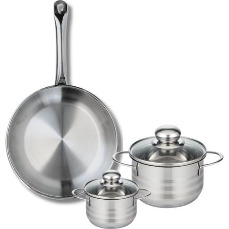 Ensemble de 1 Poêle de cuisson 28 cm et 2 faitouts 12 et 16 cm Elo Profi Brillant (1/5)