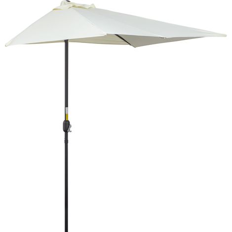 Media Sombrilla 230x130x245 cm Parasol para Pared de Jardín con Manivela y Mástil de Metal de Ø38 mm Terraza Balcón (1/6)