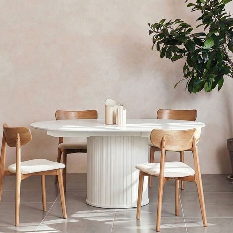 Table à manger extensible 120/167x120x75 cm chêne blanc - SKYRA