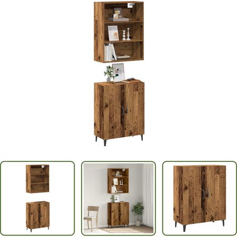 Rangement mural - Buffet avec armoire murale vieux bois bois d'ingénierie (1/5)