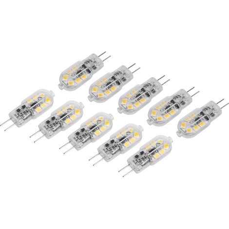 Ampoules LED G4, lot de 10, 12 LED, température de couleur tricolore, 1,2 W, spécialement conçues pour les suspensions, les plafonniers, les appliques murales et les lampes de table. (1/5)