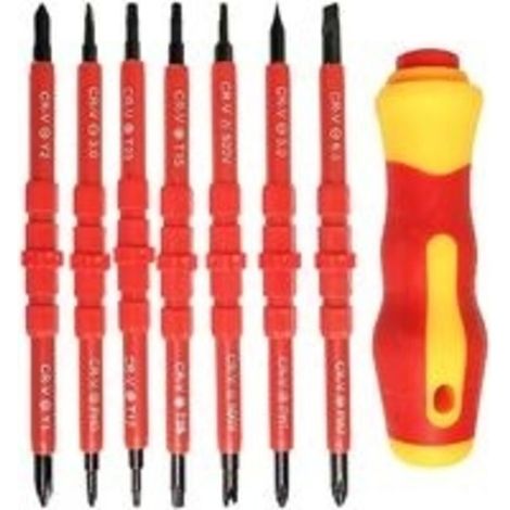 Ensemble de tournevis électrique isolé 7pcs multifonctionnel 14 en 1 kit d'outils de réparation d'électricien en alliage interchangeable (1/5)