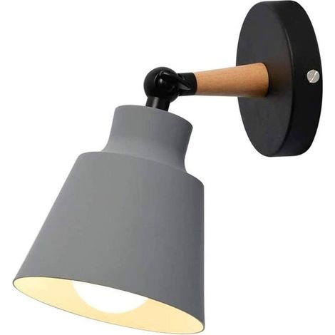 Minimalist Wall Sconce Nordic Grey Modern Wood Wall Lights Retro Wall Light For Bedroom Bedside Hallway Cafe Office Corridor E27