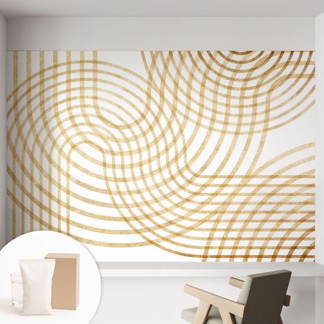 Papier peint intissé mural pour salon chambre à coucher tendance et originale - Colle incluse gratuite Entrelacs géométriques 152x104 cm (1/5)