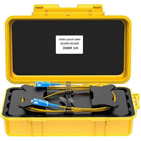Boîtier de lancement OTDR à fibre optique 300 m, anneau de fibre optique, boîtier de transmission OTDR, éliminateur de zone morte SC/UPC-SC/UPC (1/5)