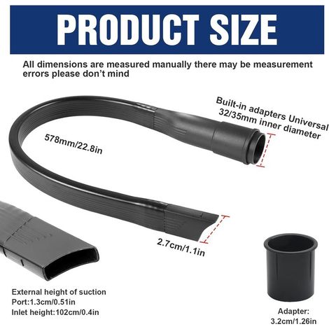 Bocchetta flessibile per aspirapolvere, compatibile con tutti gli aspirapolvere con attacco da 35/32 mm, bocchetta universale da 62 cm, accessorio per aspirapolvere per la pulizia sotto i mobili e (1/4)