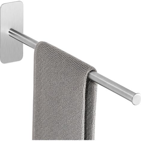 Porte Serviette sans Perçage pour Salle de Bain, Support Serviette Auto-Adhésif en SUS304 Acier Inoxydable, Barre Simple Design Minimaliste pour Salle de Bain Toilette Cuisine, 40CM Brossé (1/5)