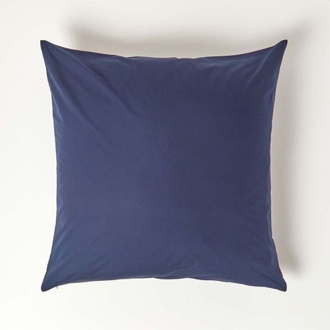 HOMESCAPES Taie d'oreiller unie en coton égyptien 200 fils Bleu marine, 60 x 60 cm