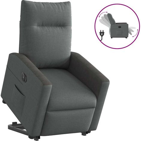 vidaXL Poltrona Alzapersona Reclinabile Elettrica Grigio Scuro Tessuto (1/5)