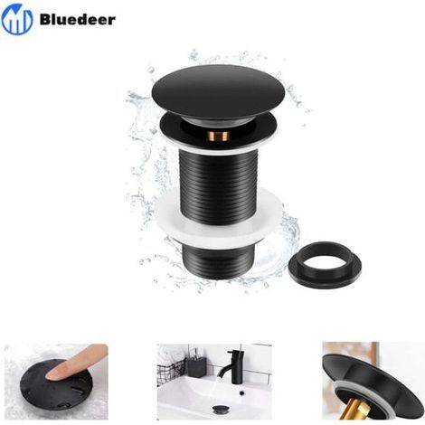 Bonde Pop Up Noire pour Lavabo – Sans Trop-Plein, Universelle, Automatique pour Vasque à Poser () (1/5)
