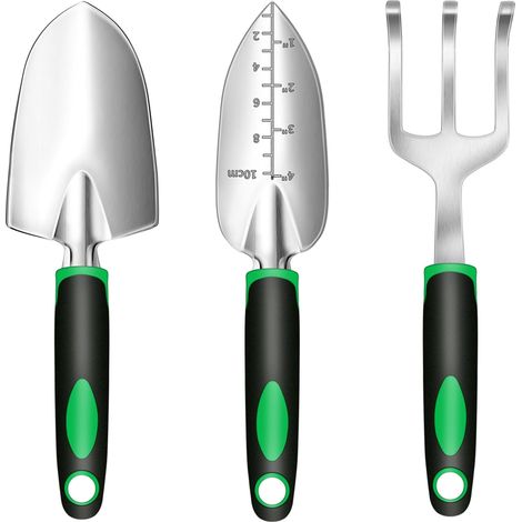 Outils de Jardinage 3 Pièces-Pelle, Transplantoir, Râteau, Kit Léger pour Jardin, Balcon et Entretien des Plantes (1/5)