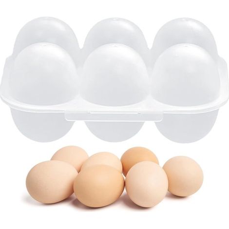 Contenitore per uova - Cartone per uova - Contenitore da cucina - Trasparente - Contiene 6 uova - Trasparente (1/5)