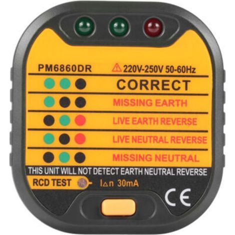 Testeur de prise électrique automatique 50-60Hz UK/US/EU pour la maison PM6860DR (prise UE) (1/5)