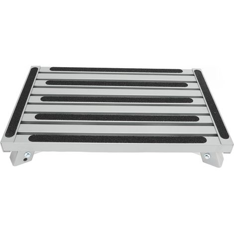 Multifunktionale Trittstufe für Wohnmobile mit Gummifüßen, silbergrau, stabil, aus faltbarer Aluminiumlegierung. (1/5)
