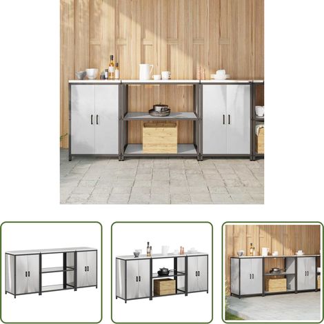 Küchenregal - Aufbewahrungsset für die Küche mit Regal 3 pcs Silber Edelstahl (1/5)