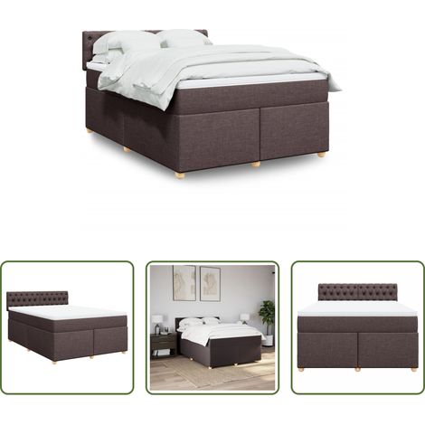 vidaXL Matelas à ressorts ensachés - Sommier à lattes de lit avec matelas Marron foncé 140x190 cm (1/5)