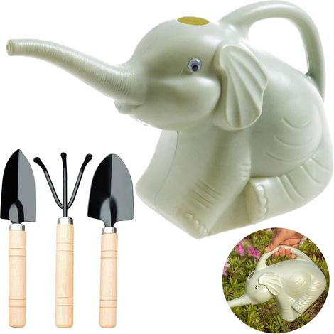Arrosoir Éléphant Créatif 2L avec Trois Outils pour Plantation, Jardinage et Décoration de la Maison (Vert) (1/5)