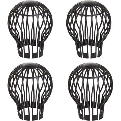 FENOPLASTICAGrille anti-obstruction ronde pour sortie d'évacuation - empêche les feuilles mortes et les débris d'obstruer les canalisations - 4 pièces, noir (1/4)