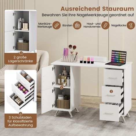 Tavolo manicure con cassettiere e amp tavolo manicure poggiapolsi bianco