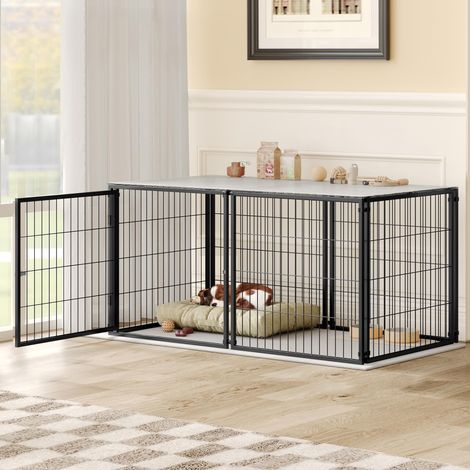 Cage modulaire pour chien Basics 120 x 60 x 60 cm, cage flexible avec couvercle de sécurité et porte réglable, en acier inoxydable