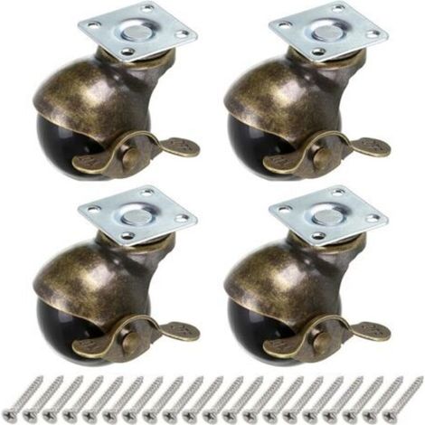 Ruedas con freno, ruedas para muebles de 40 mm con freno, ruedas antiguas con rodamientos de bolas, repuesto para muebles, cómodas, arcones, mesas de centro - Crezuo