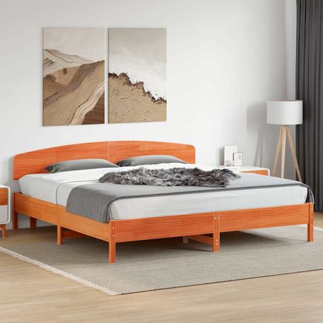vidaXL Giroletto senza Materasso Marrone Cera 180x200 cm Legno di Pino
