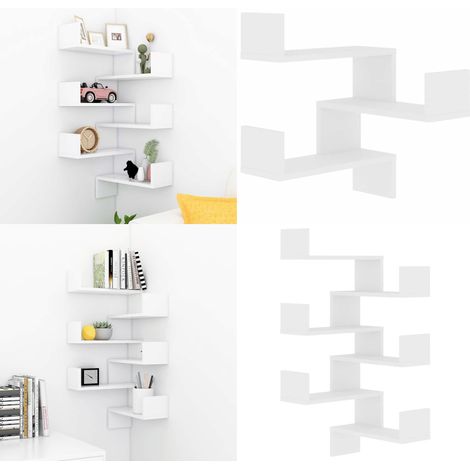 Étagères murales d'angle 2 pcs Blanc 40x40x50cm bois ingénierie - Etagere Murale - Étagère D'angle - Rangement Mural - Décoration Murale - Meuble D'angle - Home & Living (1/5)