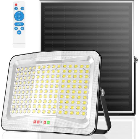 800W Lampe Solaire Exterieur Detecteur de Mouvement, 54000LM LED Spot Solaire Extérieur avec Telecommande Panneau Solaire 35  40cm, Etanche IP65, 3 Mode Projecteur Solaire pour Patio Garage