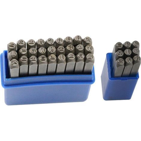 36PCS Poinçons en Métal avec Chiffres et Lettres, Lettres à Frapper Tampons Numérotés (2mm)