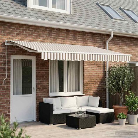 vidaXL Toile de rechange pour auvent Gris clair et blanc 4 × 3,5 m