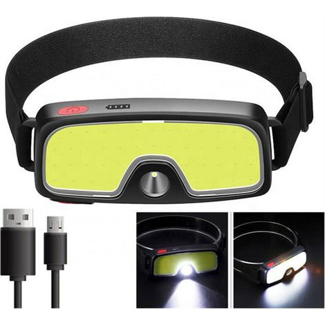 Linterna frontal LED de alto brillo, recargable, impermeable, para caza, luz frontal USB, luz frontal COB superbrillante. (1/5)