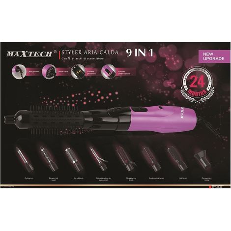 Lisseur 9 En 1 Avec Brosse Et Cordon Pivotant Pour Coiffure Maxtech Styler-01 (1/2)
