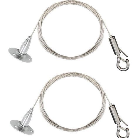 - Set da 2 cavi in acciaio inox con serraggio automatico - Gancio a sospensione con blocco e disco - Per appendere autonomamente un'insegna luminosa, una lampada - 2 m - Massimo 30 (1/5)