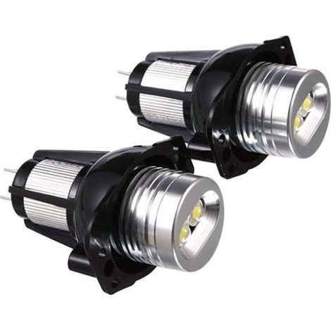 2Pcs E90 Halo Ring LED Light 6W Marker Bulb Xenon White, Phare Automobile Lampe de Direction Signal de Frein Feu arrière de recul (Noir) (1/4)