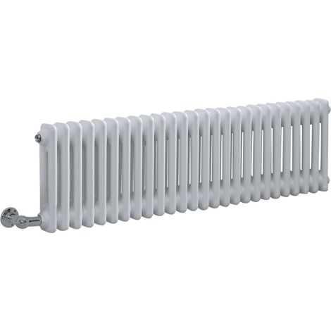 Hudson Reed Windsor - Radiateur Électrique Style Fonte Rétro Horizontal Double Rang avec Thermostat Wi-Fi - Blanc - 30 cm x 119 cm