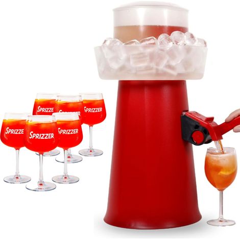 SPRIZZER Kit completo para aperitivos con 6 vasos de plástico color rojo diseno italiano SPRIZZER-ROSSO-6-BICCHIERI