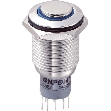 Bouton-poussoir antivandalisme TRU COMPONENTS LAS2GQH-22E/B/12V/S/P 701808 250 V/AC 3 A 2 x On/(On) IP65 à rappel 1 pc( (1/4)