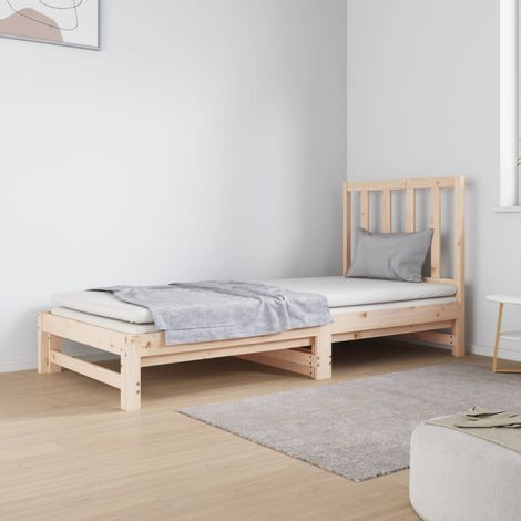 Lit double pour adulte Lit coulissant - Cadre de lit 2x(90x190) cm Bois de pin massif BV708267 - BonneVie (1/5)