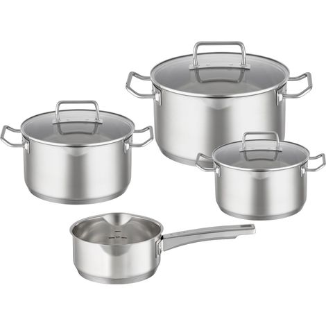 Batterie de cuisine 4 pièces - Lot de 3 Faitouts et 1 Casserole en Acier Inoxydable 18/10 - Graduation Intérieure - Convient pour l'Induction, Passent au Lave-Vaisselle (1/5)